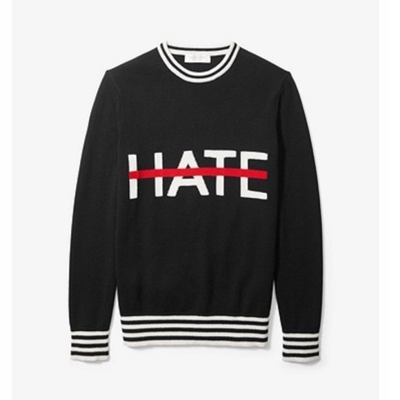 Michael Kors Collection LOVE ONLY NO HATE Cashmere sweater size L - Picture 3 of 10